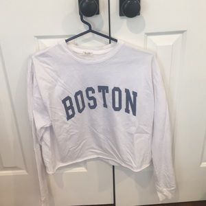 Pacsun White Long Sleeve Boston Crop Top